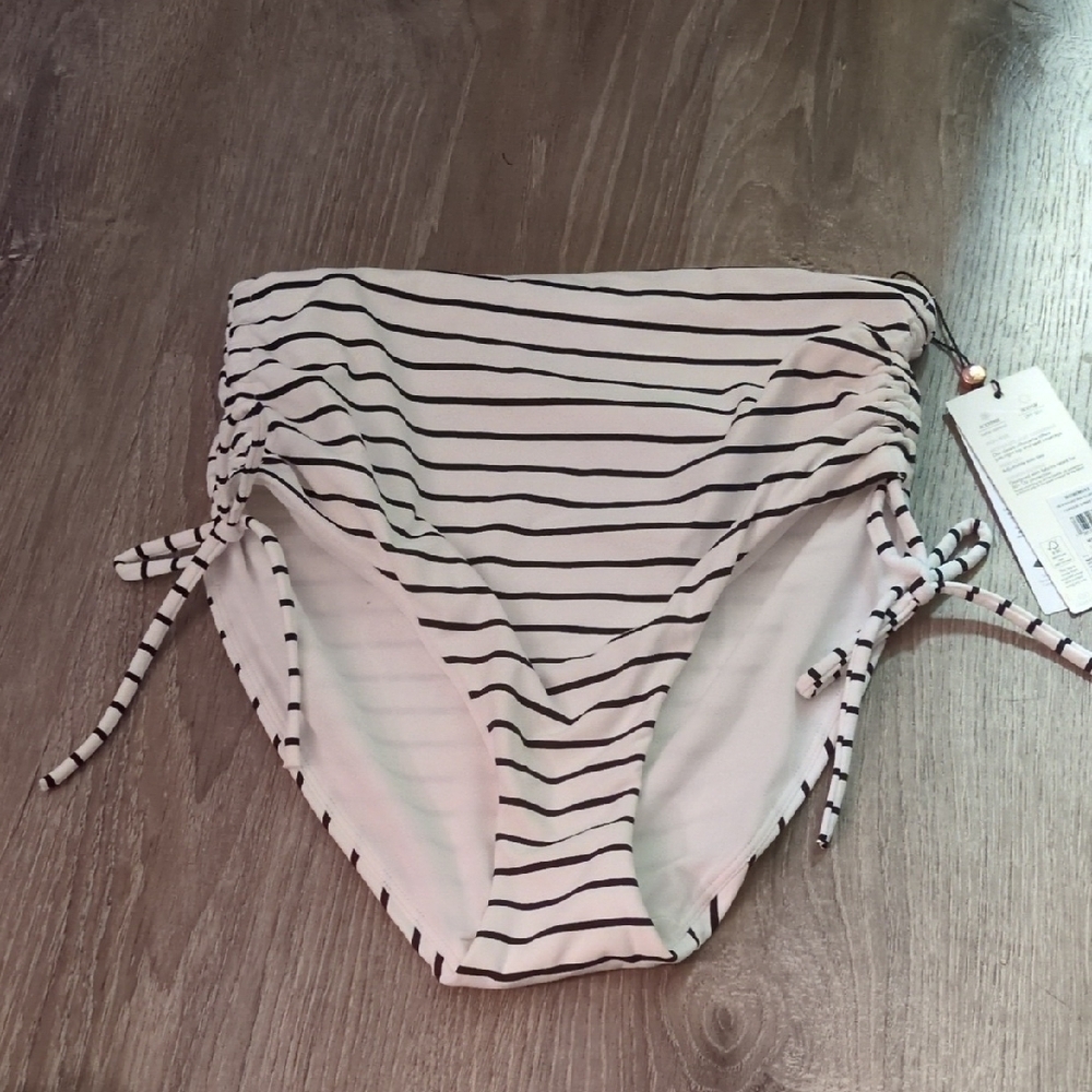 Calia Coastal Stripe White Ruched Side Tie Bottom Size XS